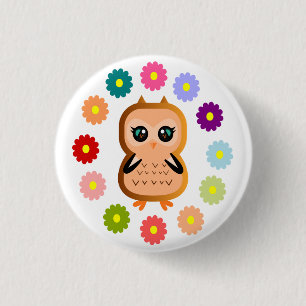 Uil Schattige Kawaii Cartoon Illustratie Kunst Ronde Button 3,2 Cm
