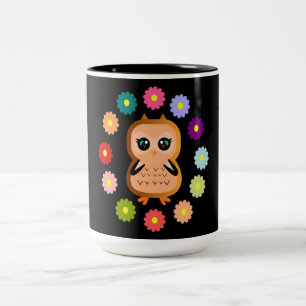  Uil Schattige Kawaii Girly Cartoon Illustratie Tweekleurige Koffiemok