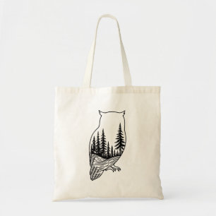 Uil Silhouet met Bos Scene Tote Bag