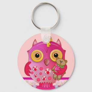 Uil sleutelhanger met Baby uil en haar beer
