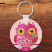 Uil sleutelhanger met Baby uil en haar beer (Voorkant)