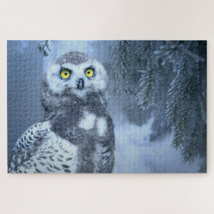 Uil Sneeuw Sneeuw Uil Vogel Winter Bos Legpuzzel
