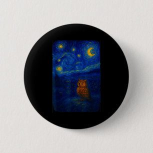 Uil Sterren Cute Nacht Van Gogh Uil Vogel Liefhebb Ronde Button 5,7 Cm