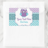 Uil Sticker Label Paarse Blauwgroen (Tas)