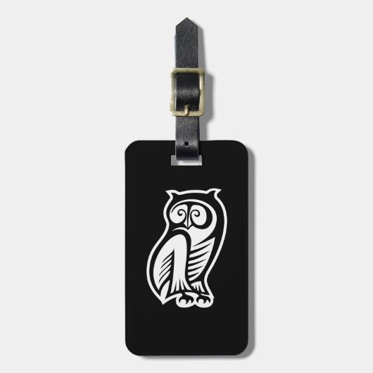 Uil Symbool Wit Bagagelabel (Voorkant verticaal)