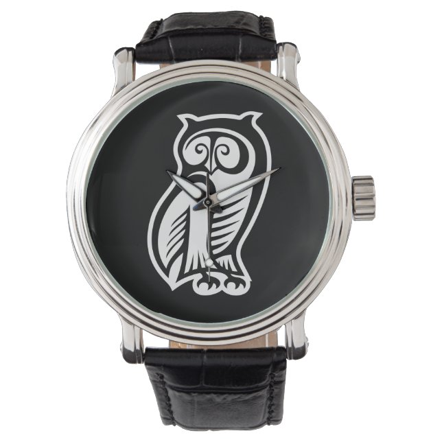 Uil Symbool Wit Horloge (Voorkant)