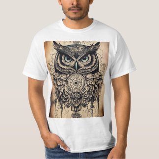 "Uil Tattoo geprinte T-shirts: een stijlvolle fusi T-shirt