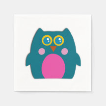 Uil Teal Paarse Servetten Kinderfeestje