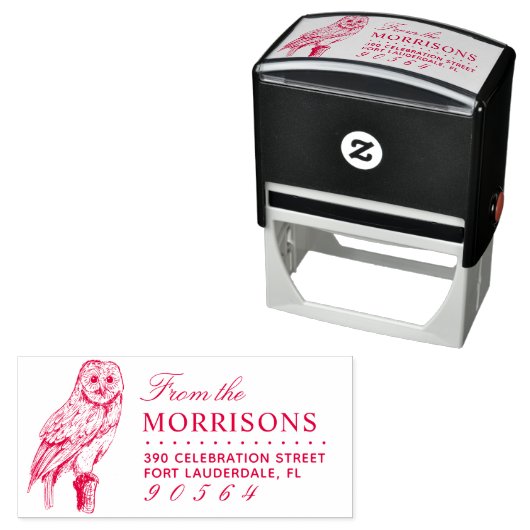 Uil Tekening Familienaam Retouradres Zelfinktende Stempel (In situ)