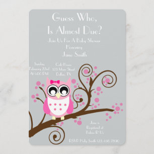 Uil Theme Baby shower Kaart