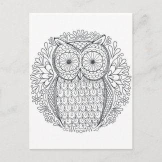 Uil tweezijdig volwassen kleuren briefkaart cadeau