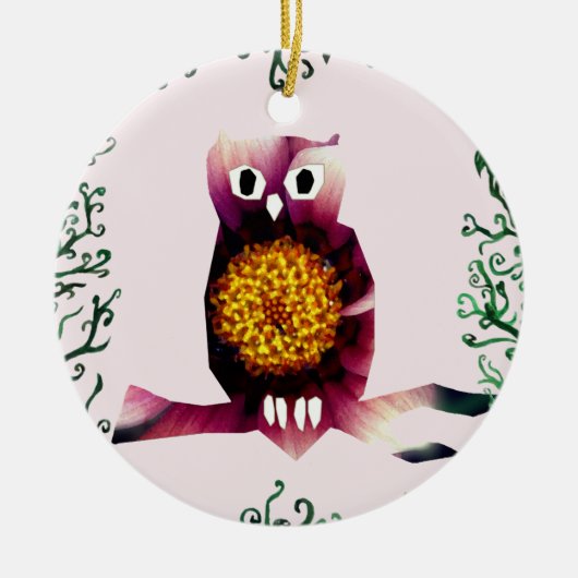 Uil, Uil Vogel Bloemen Art Circle Ornament (Voorkant)