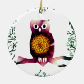 Uil, Uil Vogel Bloemen Art Circle Ornament (Achterkant)