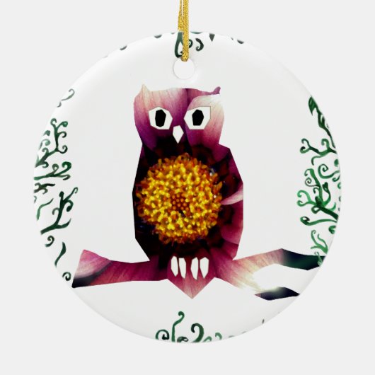 Uil, Uil Vogel Bloemen Art Circle Ornament (Achterkant)