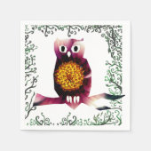 Uil, Uil Vogel Bloemen Art Papier Servetten (Voorkant)