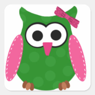 Uil Vierkante Sticker