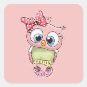Uil Vierkante Sticker (Voorkant)