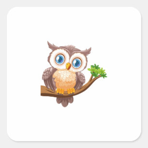 Uil Vierkante Sticker
