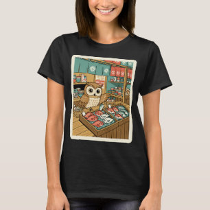 Uil Vis Markt Japanse Vintage Illustratie T-shirt