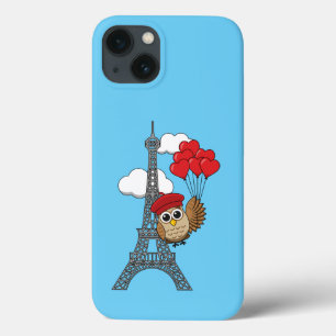 Uil Vliegen met Hartballonnen in Parijs iPhone 13 Hoesje