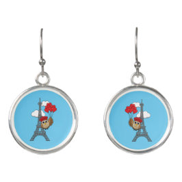 Uil Vliegen met Hartballonnen in Parijs Oorringen