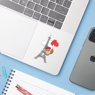Uil Vliegen met Hartballonnen in Parijs Sticker