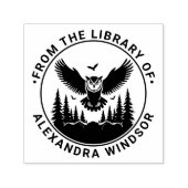 Uil Vliegende Voorkant Uitzicht, Fir Trees Library Zelfinktende Stempel (Design)