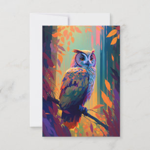 Uil Vogel Dier Portret Schilderij Wildlife Outdoor Bedankkaart
