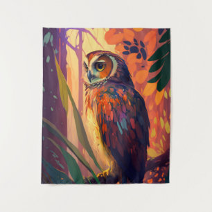 Uil Vogel Dier Portret Schilderij Wildlife Outdoor Wandkleed