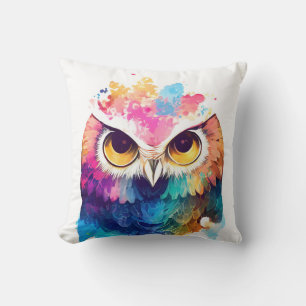 Uil Vogel Wild Natuur Dier Kleur Art Schilderij Kussen