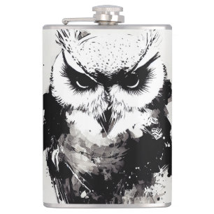 Uil Vogel Wild Natuur Gratis Spirit Brush Schilder Heupfles