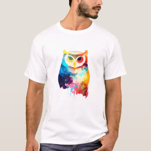 Uil Vogel Wilde Natuur Dierlijke Kleuren Verf T-shirt
