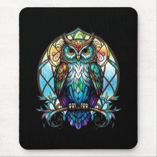 Uil Vogelportret Glas in lood Wildlife Muismat