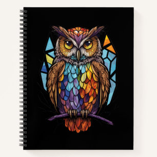Uil Vogelportret Glas in lood Wildlife Notitieboek