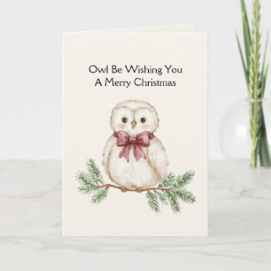Uil Wens Kerstmis Kaart
