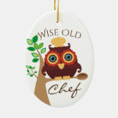Uil wijze oude chef-kok culinaire kerst ornament (Achterkant)