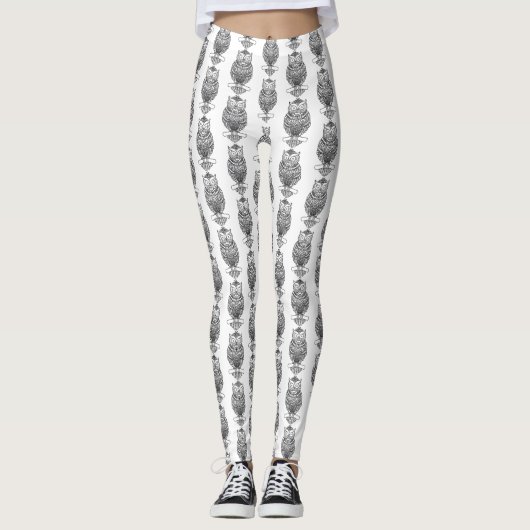 Uil (wit) - Leggings (Voorkant)