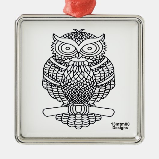Uil (wit vierkant) - Premium Ornament (Voorkant)