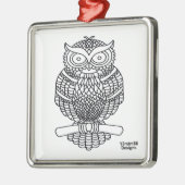 Uil (wit vierkant) - Premium Ornament (Links)