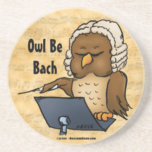 Uil Zal Bach Grappige Uil Cartoon Zandsteen Onderzetter