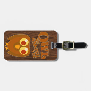 Uil Ziet Je Vogel Humor Cartoon Slogan Bagagelabel