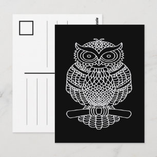 Uil (zwart) - Ansichtkaart Briefkaart