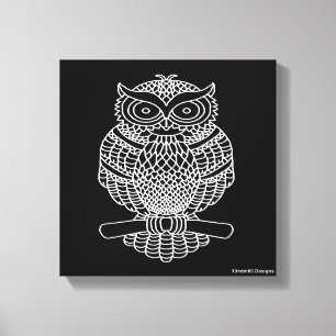 Uil (zwart) - Canvas Afdruk