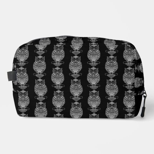 Uil (zwart) - Dopp Kit Toilettasje (Voorkant)