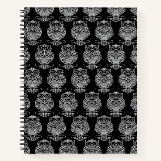 Uil (zwart) - Notitieboek (Voorkant)