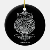Uil (zwart rond) - Keramisch Ornament (Achterkant)