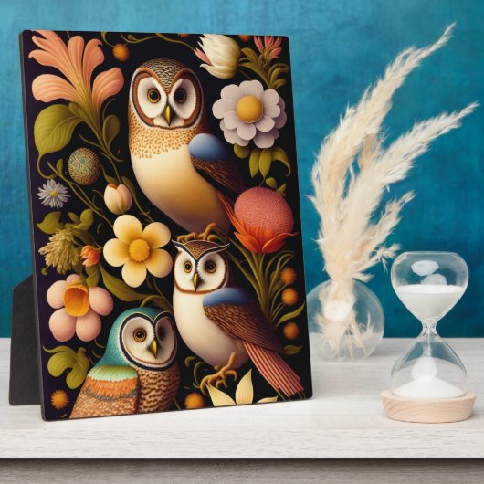 Uilen & Bloemen | Moderne Haeckel Tafelversiering Fotoplaat (Zijkant)