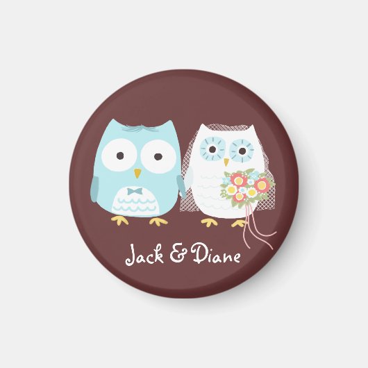 Uilen Bruiloft Bruid en bruidegom Leuk Paar Custom Magneet (Voorkant)