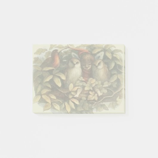 Uilen en elfenfeeën natuurillustratie post-it® notes (Voorkant)