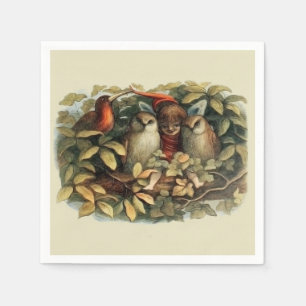 Uilen en elfenfeeën natuurillustratie servet